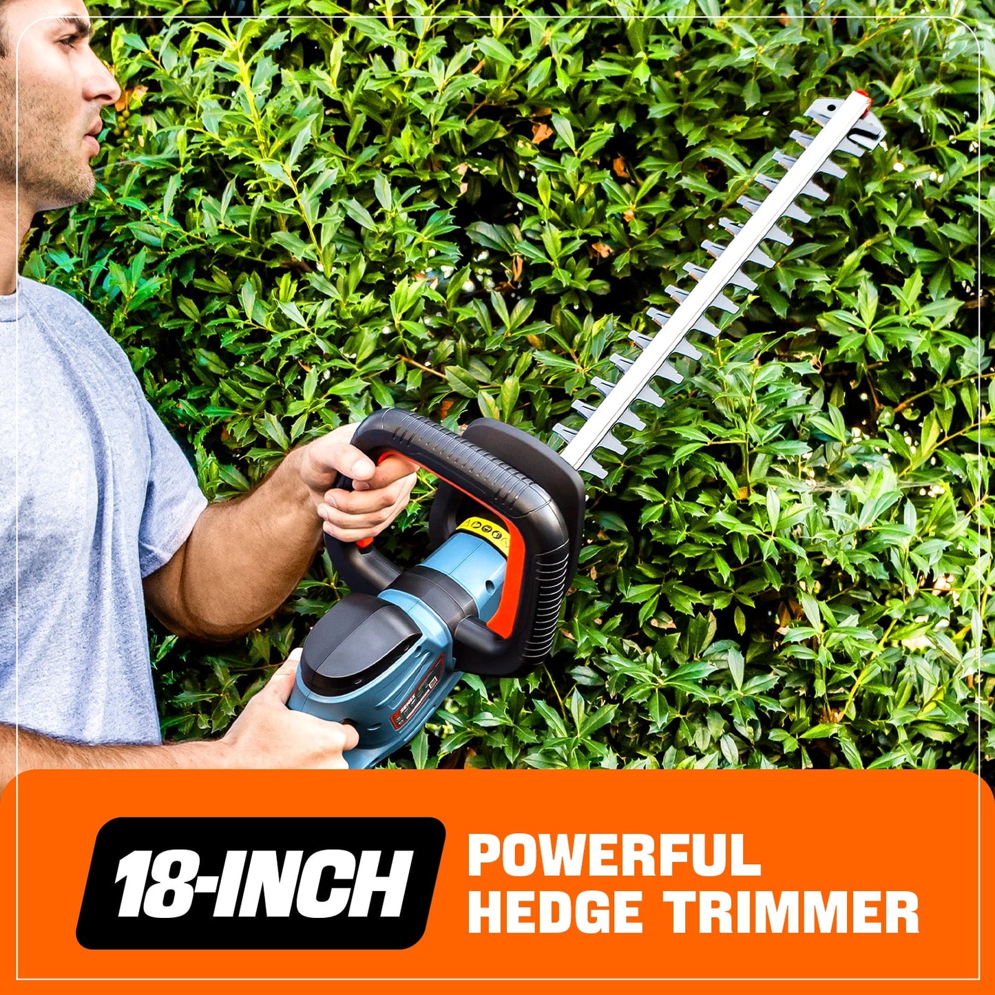 SENIX 20V Max* 18-Inch Cordless Hedge Trimmer with 2.0Ah Battery & Charger Included, Dual-Action and Double-Sided 3/4" Cutting Capacity, HTX2-M