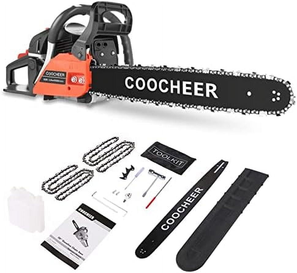62CC Gas Chainsaw with 20-Inch Bar, 2 Chains, and 3.5HP Engine, Handheld Cordless Chainsaw for Tree Wood Cutting and Limbing, Red
