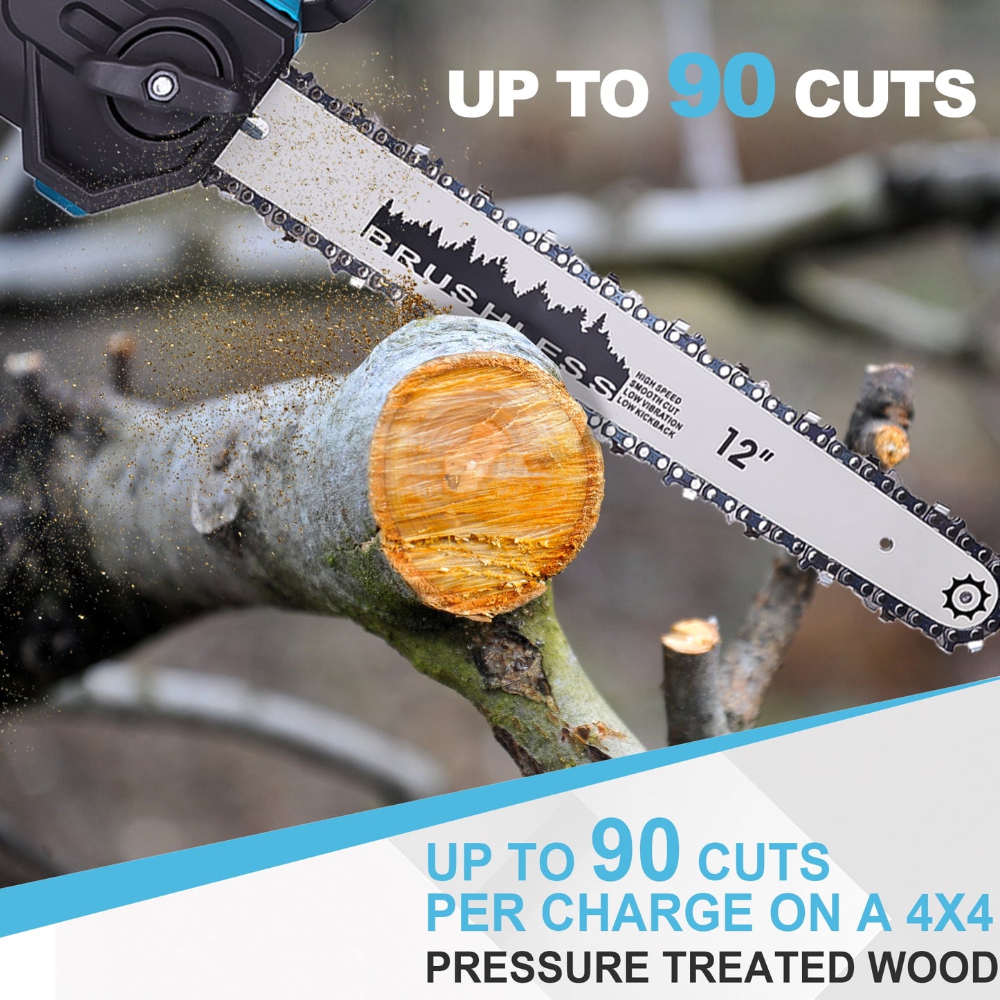 YAHHU 12 Inch Cordless Mini Chainsaw with Oiler System, 21V Electric Handheld Chainsaw for Tree Trimming, Wood Cutting, Outdoor Yard Work