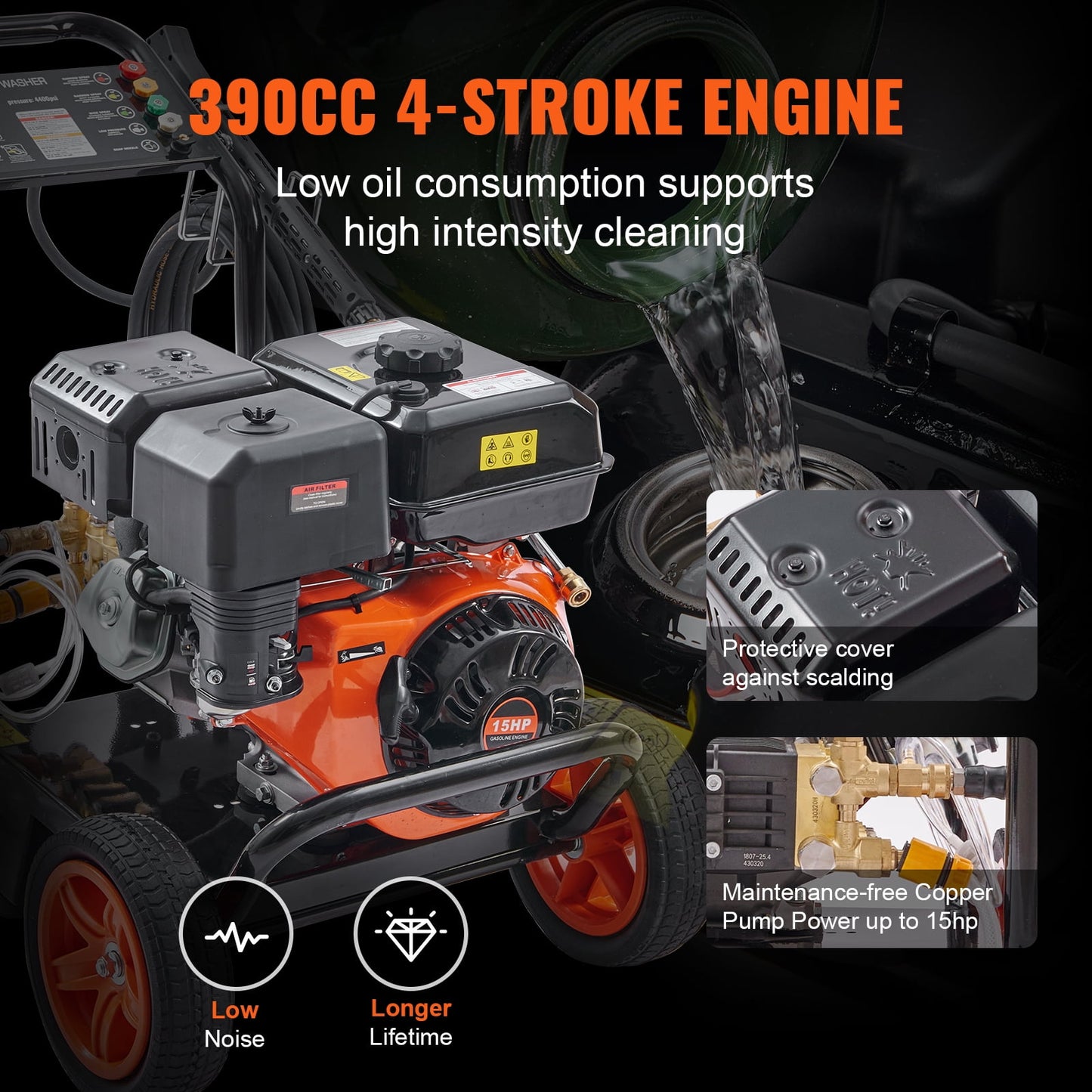 BENTISM 4400PSI at 4.0 GPM 390 cc Single 4 Gasoline Cold Pressure Washer