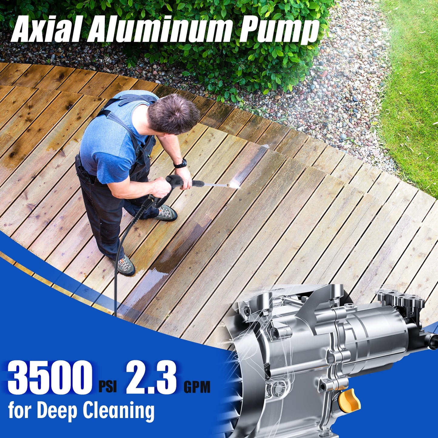 Efurden 3500PSI 2.3GPM Gas Pressure Washer with 209CC 7HP Engine, 4 Quick Connect Nozzles, 25FT Pressure Hose & Soap Tank