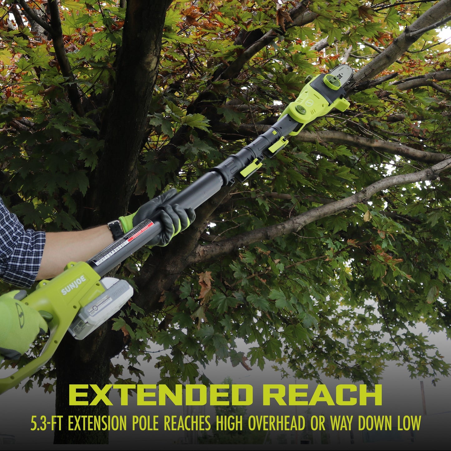 Sun Joe 24V Cordless 3-in-1 Hedge Trimmer + Pole Saw + Leaf Blower Yard Care Multi-Tool, 2.0-Ah Battery & Charger