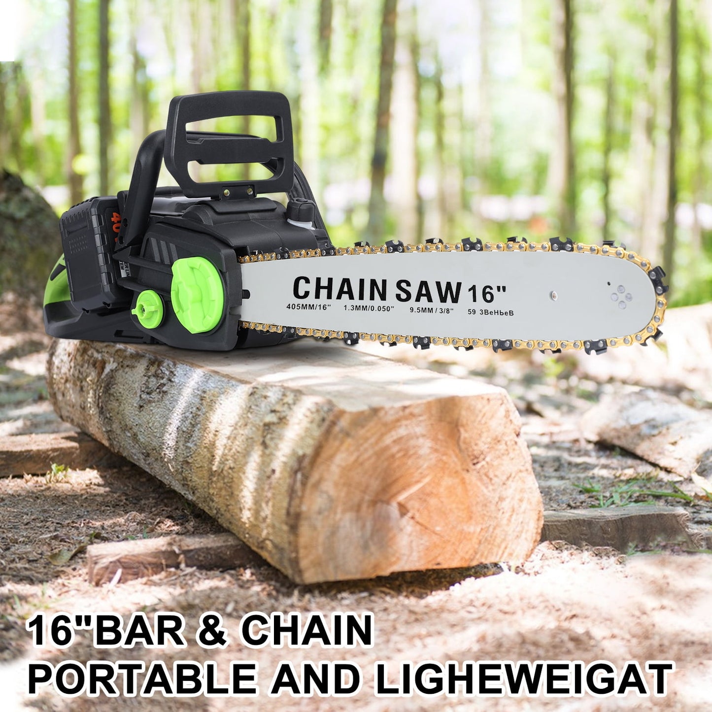 Electric Chainsaw Cordless 16 Inch, High-Power 1800W Battery Chainsaw with 4Ah Battery & Fast Charging, Ideal for Wood Cutting & Garden Work