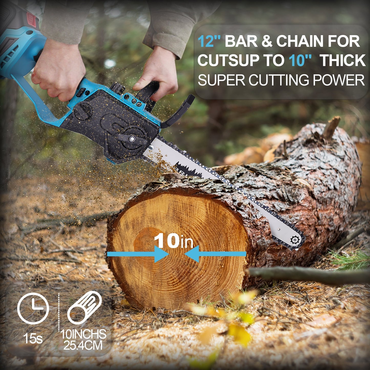 YAHHU 12 Inch Cordless Mini Chainsaw with Oiler System, 21V Electric Handheld Chainsaw for Tree Trimming, Wood Cutting, Outdoor Yard Work