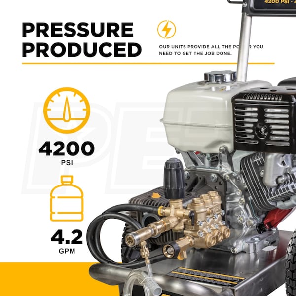 BE Power Equipment Professional 4200 PSI (Gas - Cold Water) Start Your Own Pressure Washing Business Kit w/ SS Frame, Comet Pump & Honda GX390 Engine