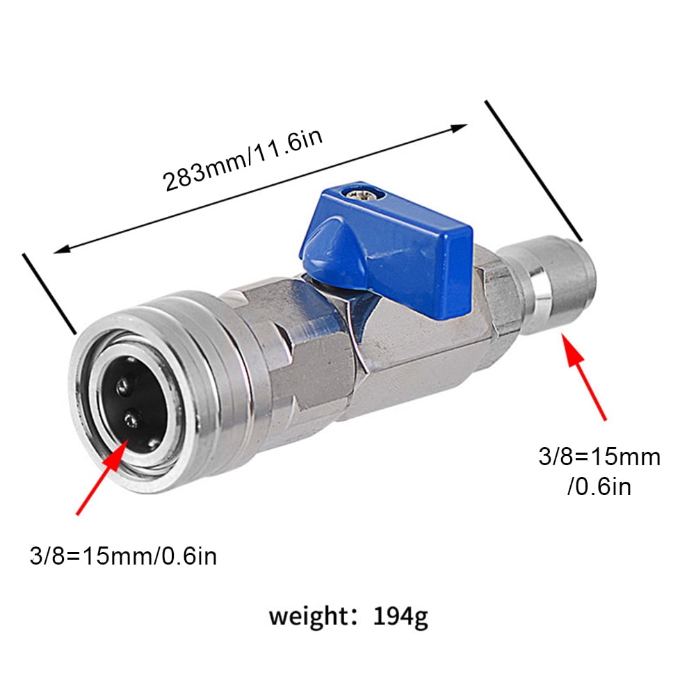 High Pressure Washer Ball Valve Kit with 3/8 Inch Quick Connector Control Water Flow Switch 4500 PSI Quick Connect Ball Valve for High Pressure Wash Machine