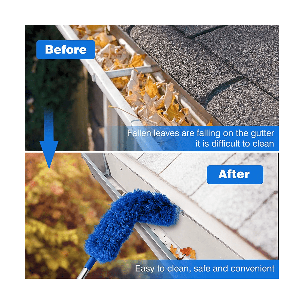 Gutter Cleaning Brush Roofing Tool, Blue