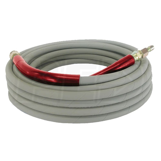 BE Power Equipment Semplerflex 100-Foot (3/8") 6000 PSI Gray Non-Marking High Pressure Hose w/ Quick Connectors (Hot/Cold Water)