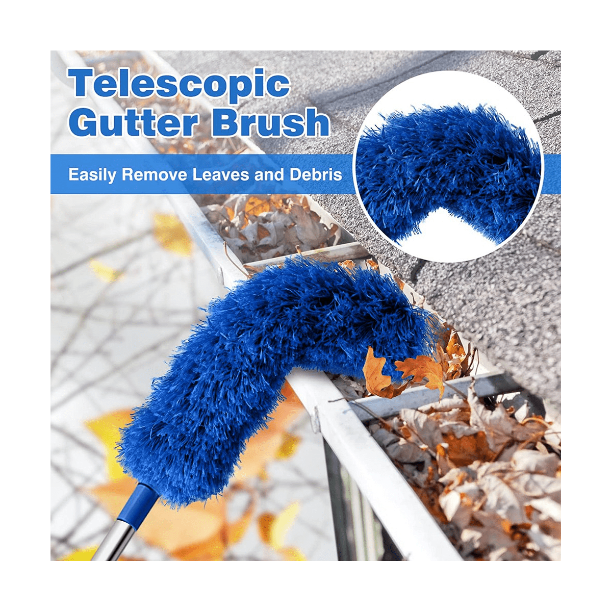 Gutter Cleaning Brush Roofing Tool, Blue