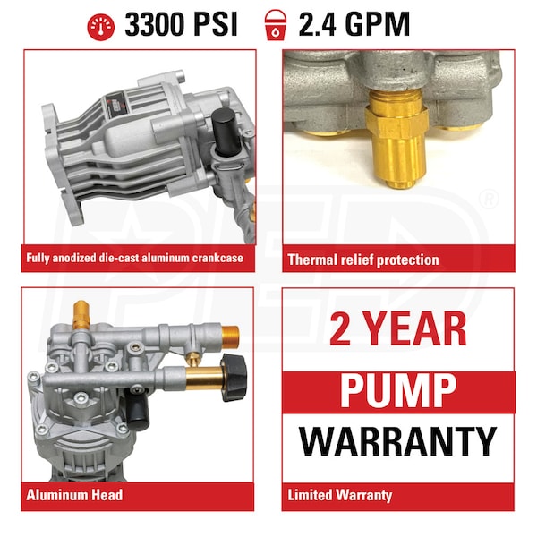 OEM Technologies Fully Plumbed 3300 PSI 2.4 GPM (3/4" Shaft) Axial Pressure Washer Pump Kit