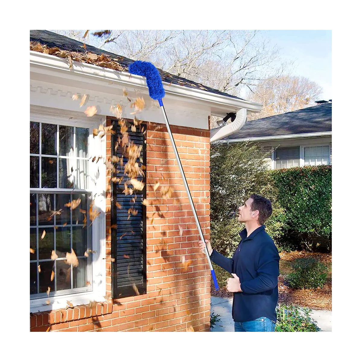 Gutter Cleaning Brush Roofing Tool, Blue