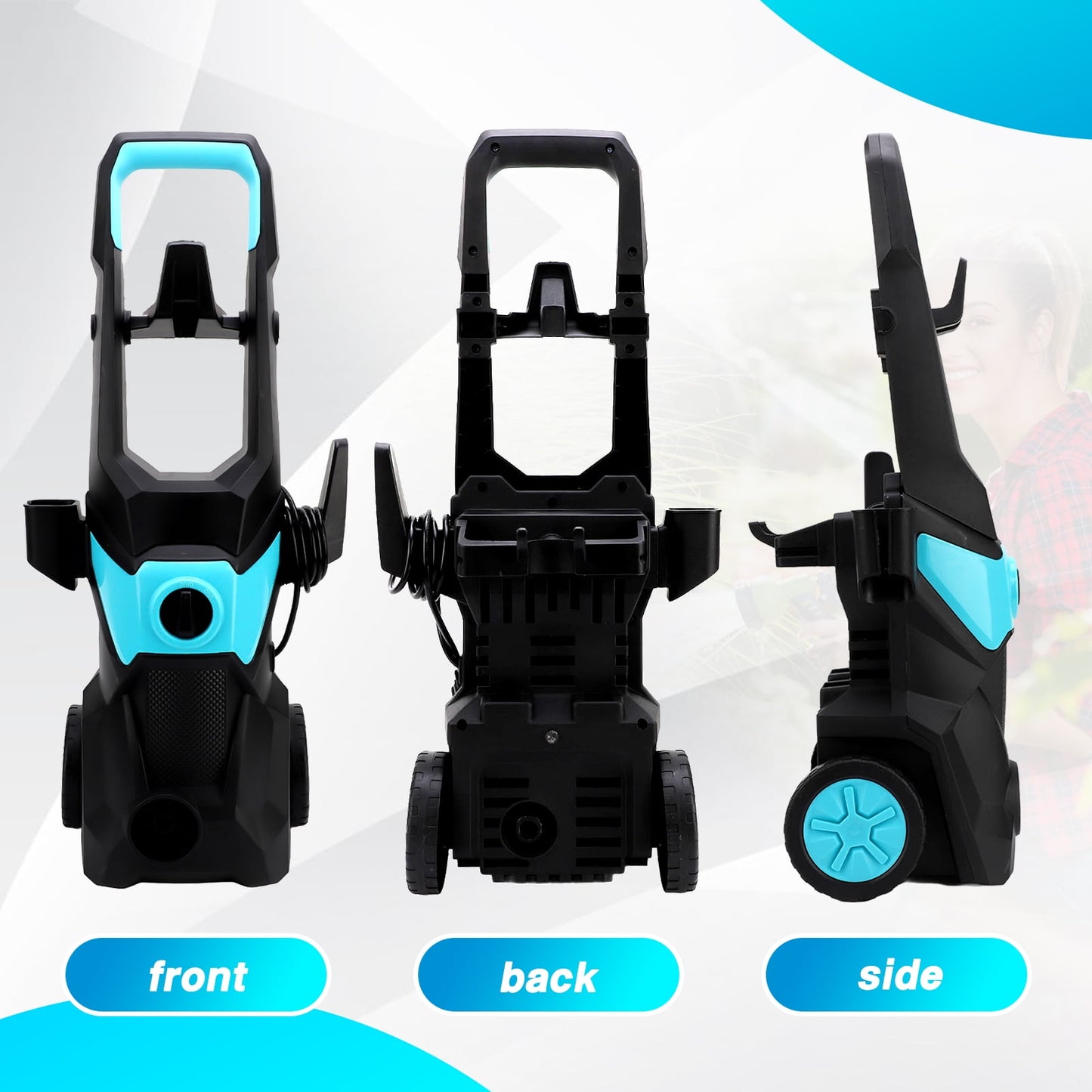 Electric Pressure Washer, 3000PSI Max 2.4 GPM Power Washer with 32 ft Hose, 4 Quick Connect Nozzles, Foam Cannon, Suitable for Clean Cars, Patios, Driveways, Fences, Pool