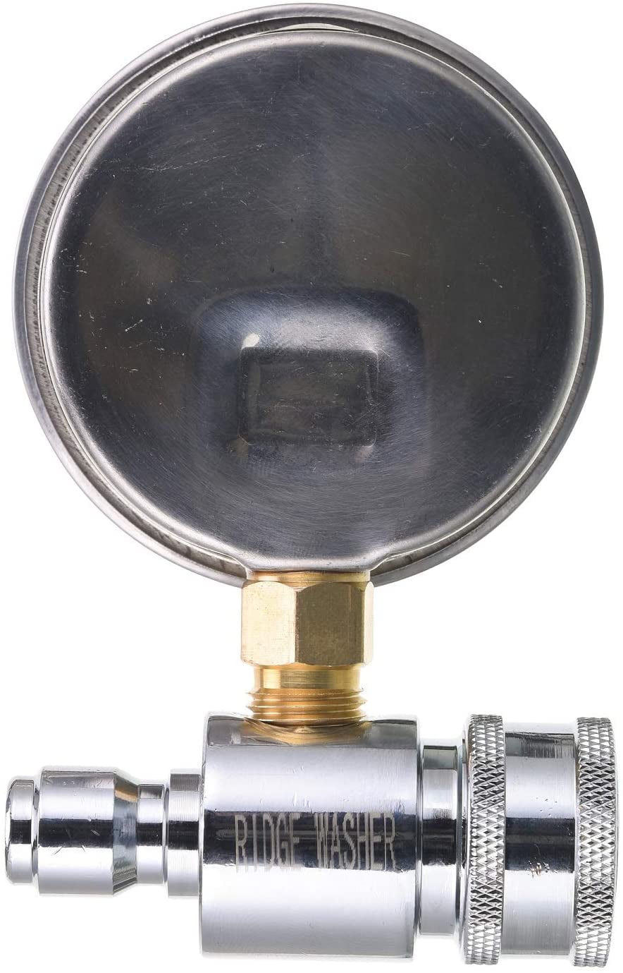 RIDGE WASHER Pressure Washer Gauge with 3/8 Inch Quick Connect Socket and Plug, 6000 PSI