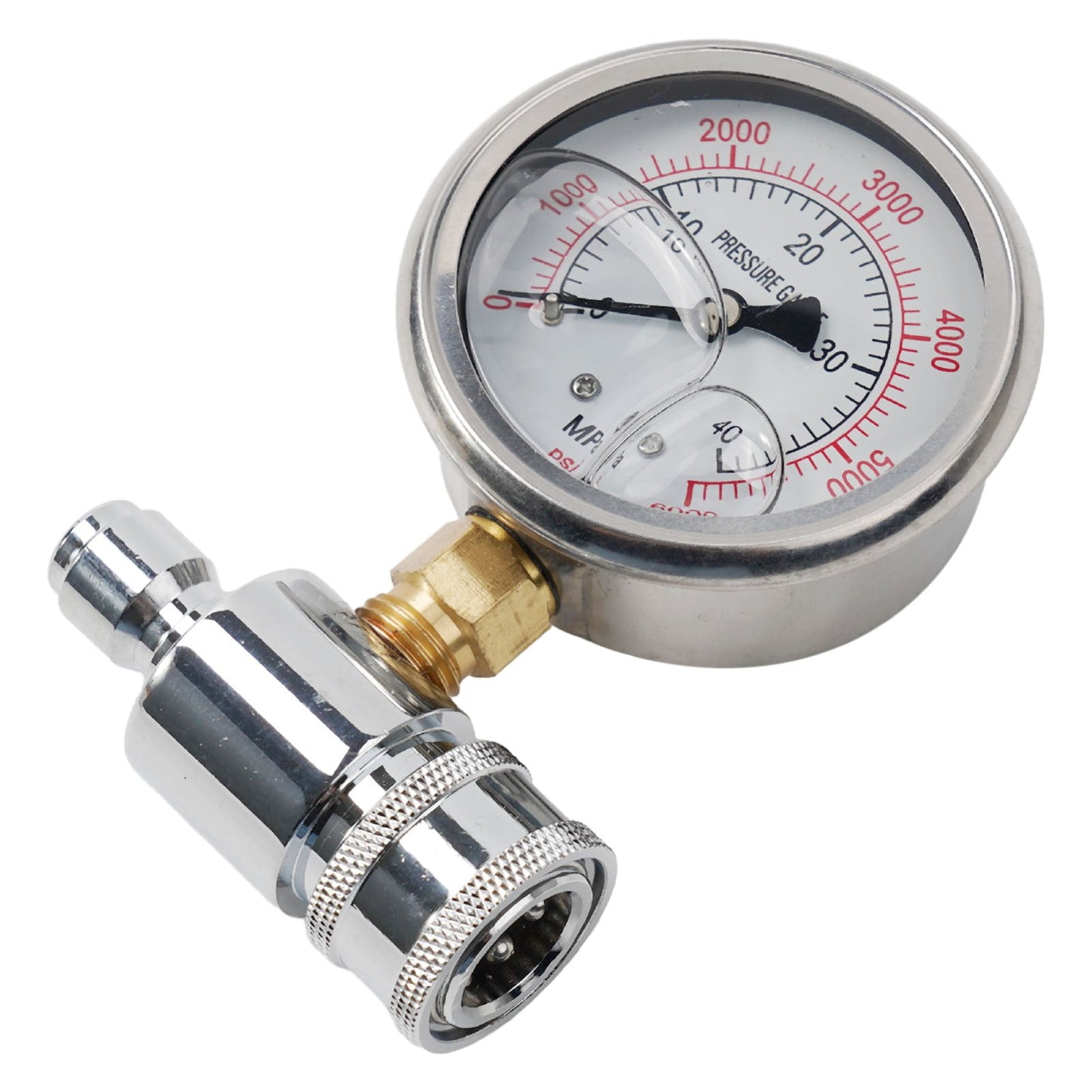 CHENGSI 6000 PSI Pressure Washer Gauge Meter with Quick Connect Socket,Stainless Steel and Brass Construction,Compatible with Most Pressure Washers,3/8 In Quick Connect,0-400 kg Pressure Resistance