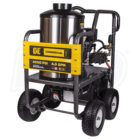 BE Power Equipment Professional 4000 PSI (Gas - Hot Water) Pressure Washer w/ General Pump & Electric Start Honda GX390 Engine