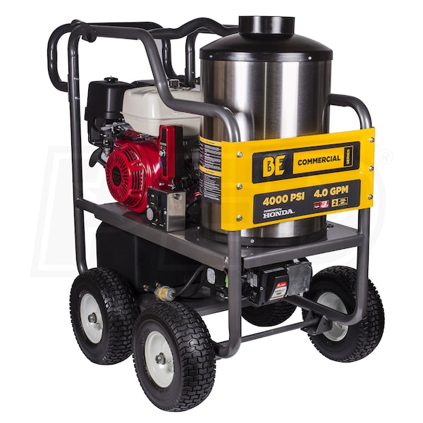 BE Power Equipment Professional 4000 PSI (Gas - Hot Water) Pressure Washer w/ General Pump & Electric Start Honda GX390 Engine