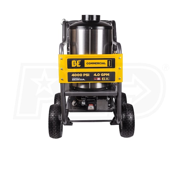 BE Power Equipment Professional 4000 PSI (Gas - Hot Water) Pressure Washer w/ General Pump & Electric Start Honda GX390 Engine
