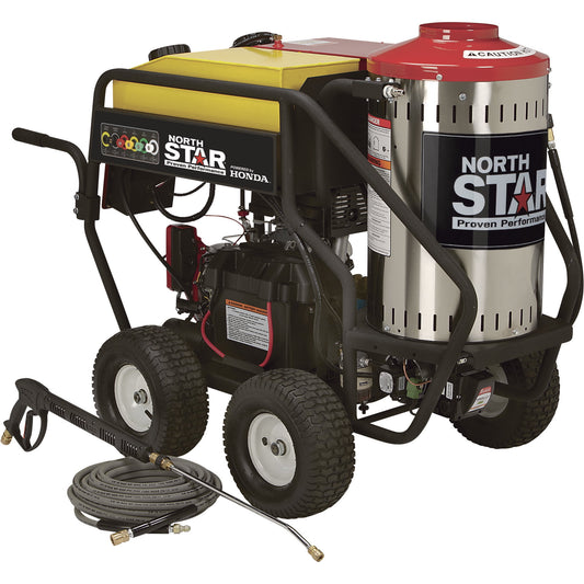 NorthStar Gas Wet Steam and Hot Water Pressure Washer, 3000 PSI, 4 GPM, Honda Engine, Electric Start
