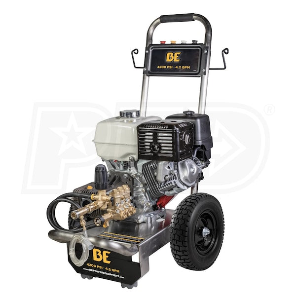 BE Power Equipment Professional 4200 PSI (Gas - Cold Water) Start Your Own Pressure Washing Business Kit w/ SS Frame, Comet Pump & Honda GX390 Engine