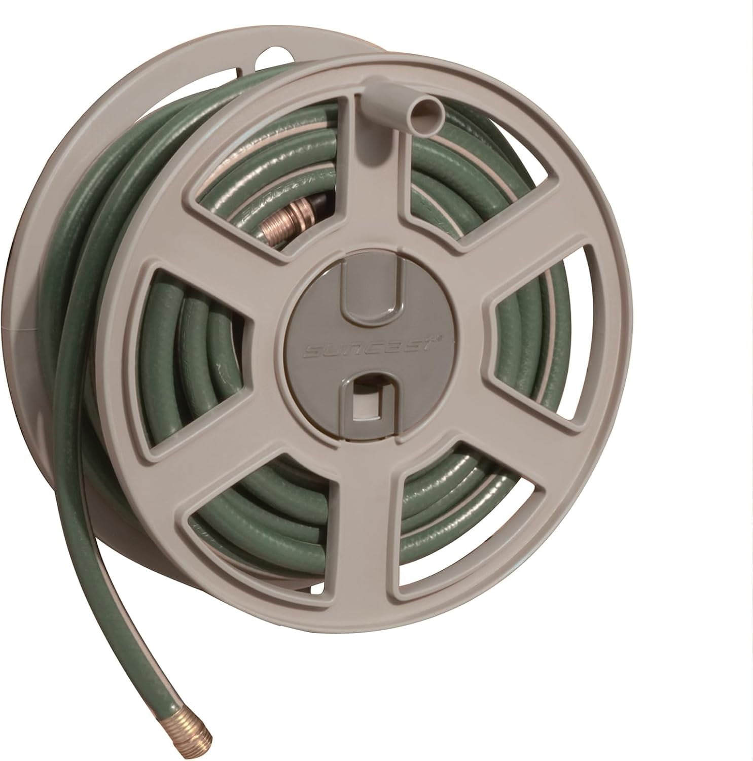 Suncast 100 ft. Sidewinder® Mounted Resin Hose Reel, Taupe