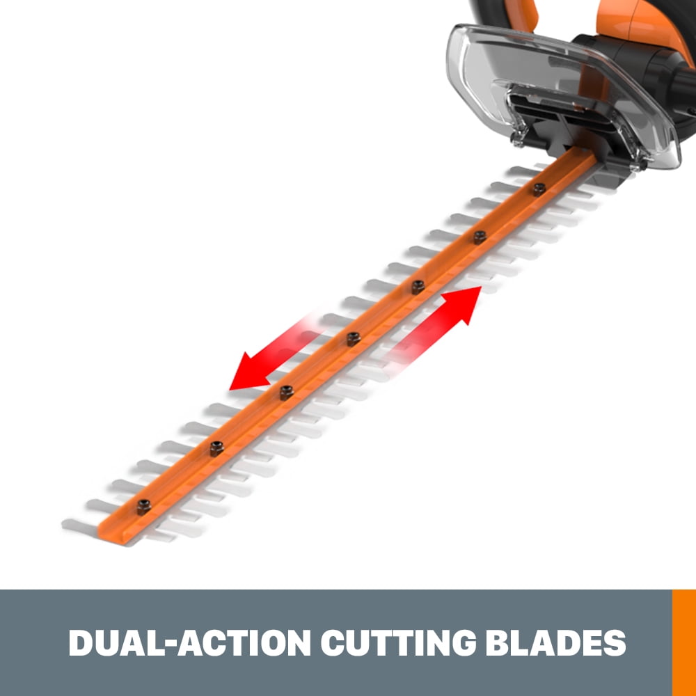 WORX WG261.9 22” 20 Volt Battery Powered Power Hedge Trimmer, Lightweight