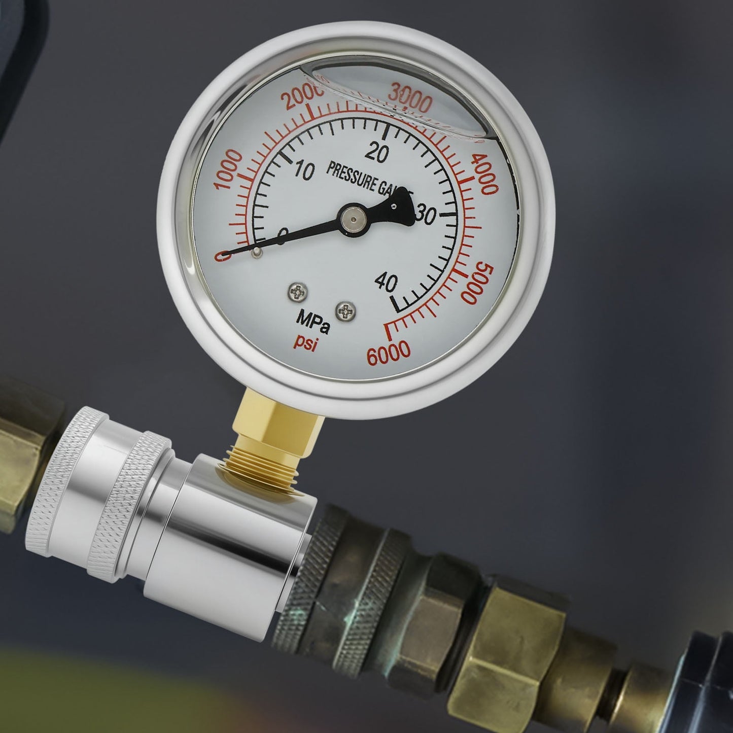 Pressure Washer Gauge 6000PSI Stainless Steel Double Scale Power Washer Gauge with 3/8 Inch Quick Connect for Car