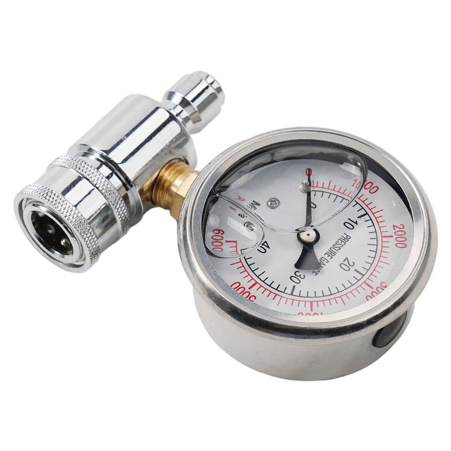 CHENGSI 6000 PSI Pressure Washer Gauge Meter with Quick Connect Socket,Stainless Steel and Brass Construction,Compatible with Most Pressure Washers,3/8 In Quick Connect,0-400 kg Pressure Resistance