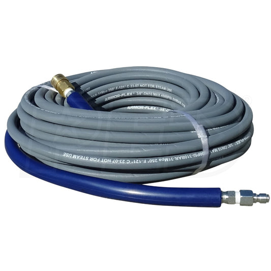 Pressure-Pro 50-Foot (3/8") 4200 PSI Gray Non-Marking High Pressure Hose w/ Quick Connectors (Hot / Cold Water)