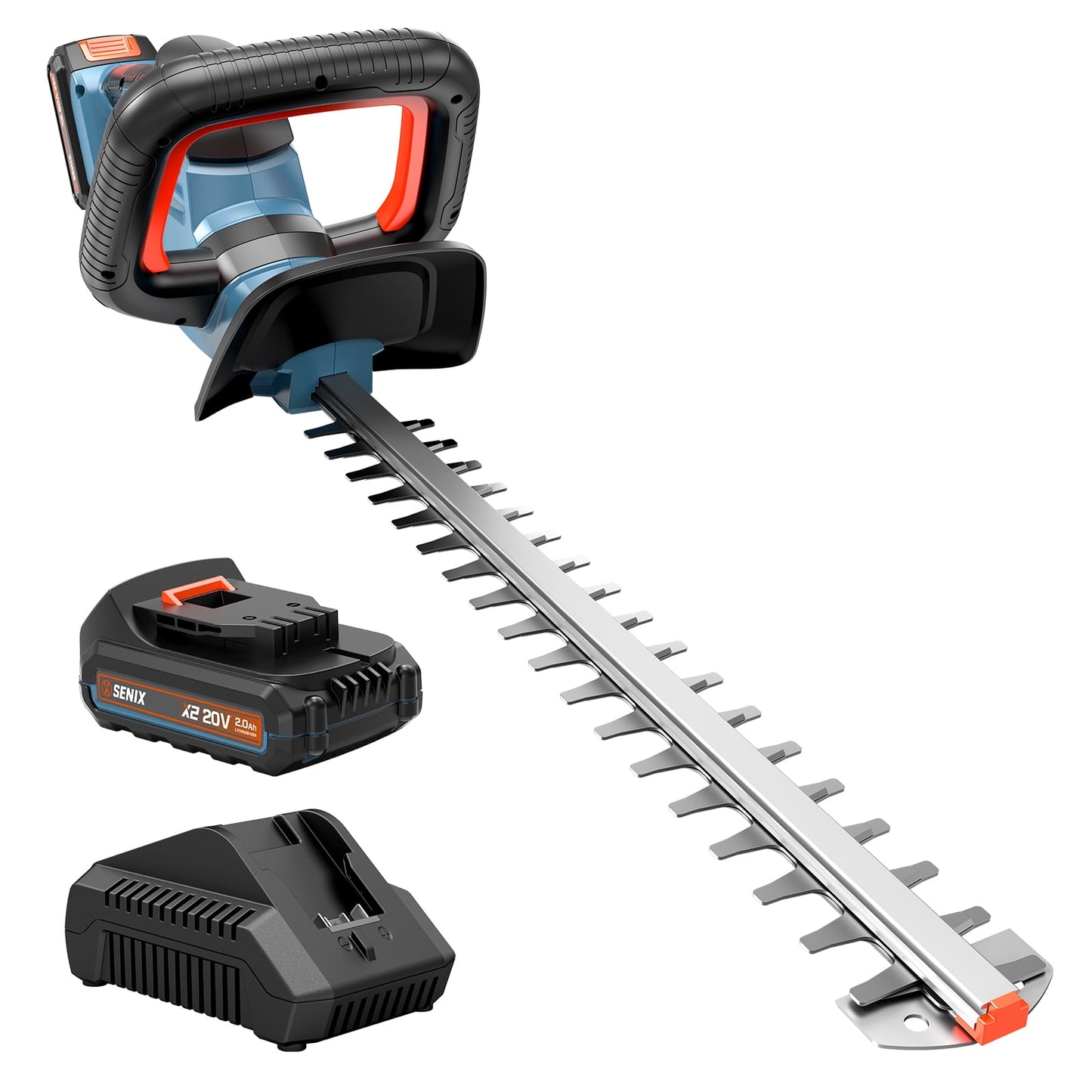 SENIX 20V Max* 18-Inch Cordless Hedge Trimmer with 2.0Ah Battery & Charger Included, Dual-Action and Double-Sided 3/4" Cutting Capacity, HTX2-M