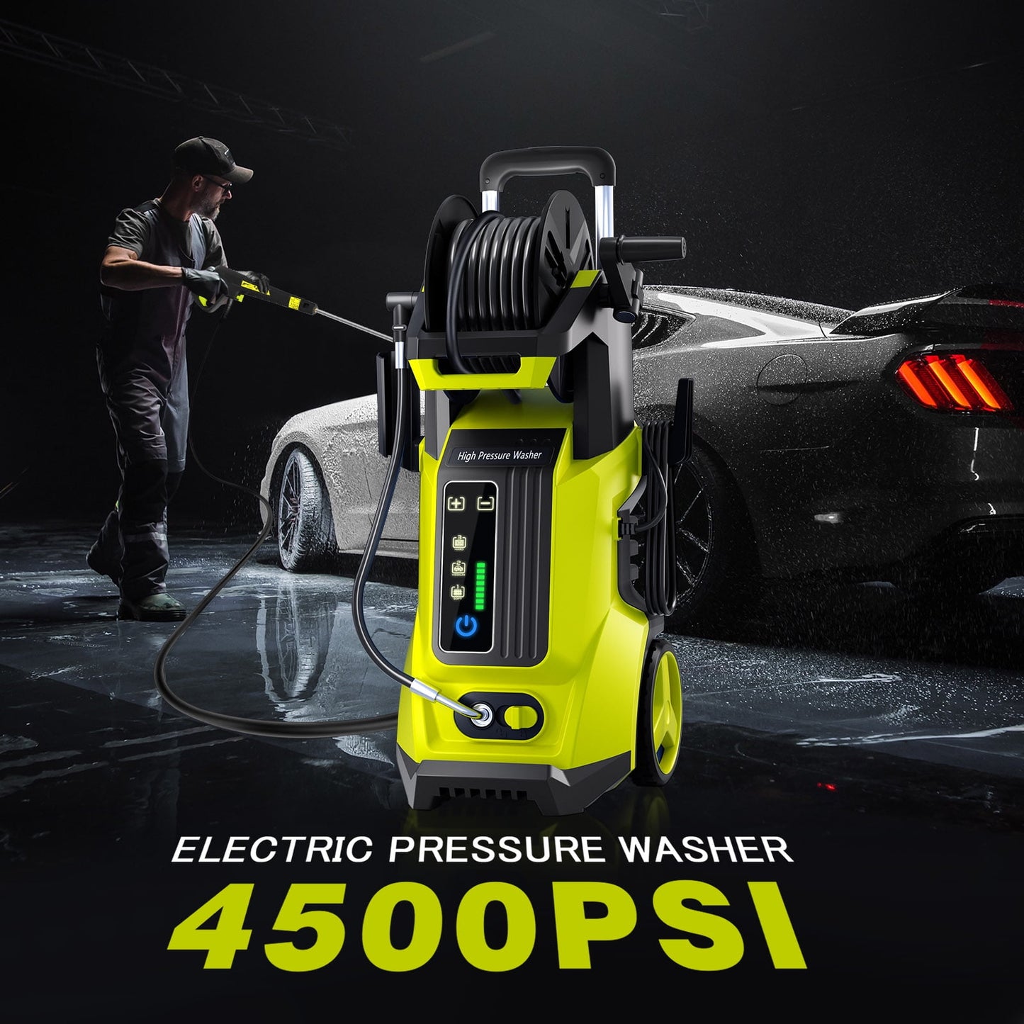 Fenbeli 4500PSI Electric Pressure Washer Touch Screen Adjustable Pressure And 3.2 GPM for Home  Garden