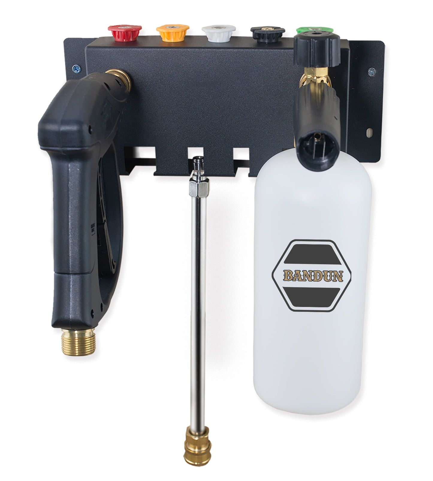 Pressure Washer Gun Holder-Foam Cannon Holder-Pressure Washer Wand Holder-Pressure Washer Nozzle Tip Holder For Car Pressure Washer Kit Storage Rack Wall Mount (Fit 1/4" Quick Connector)