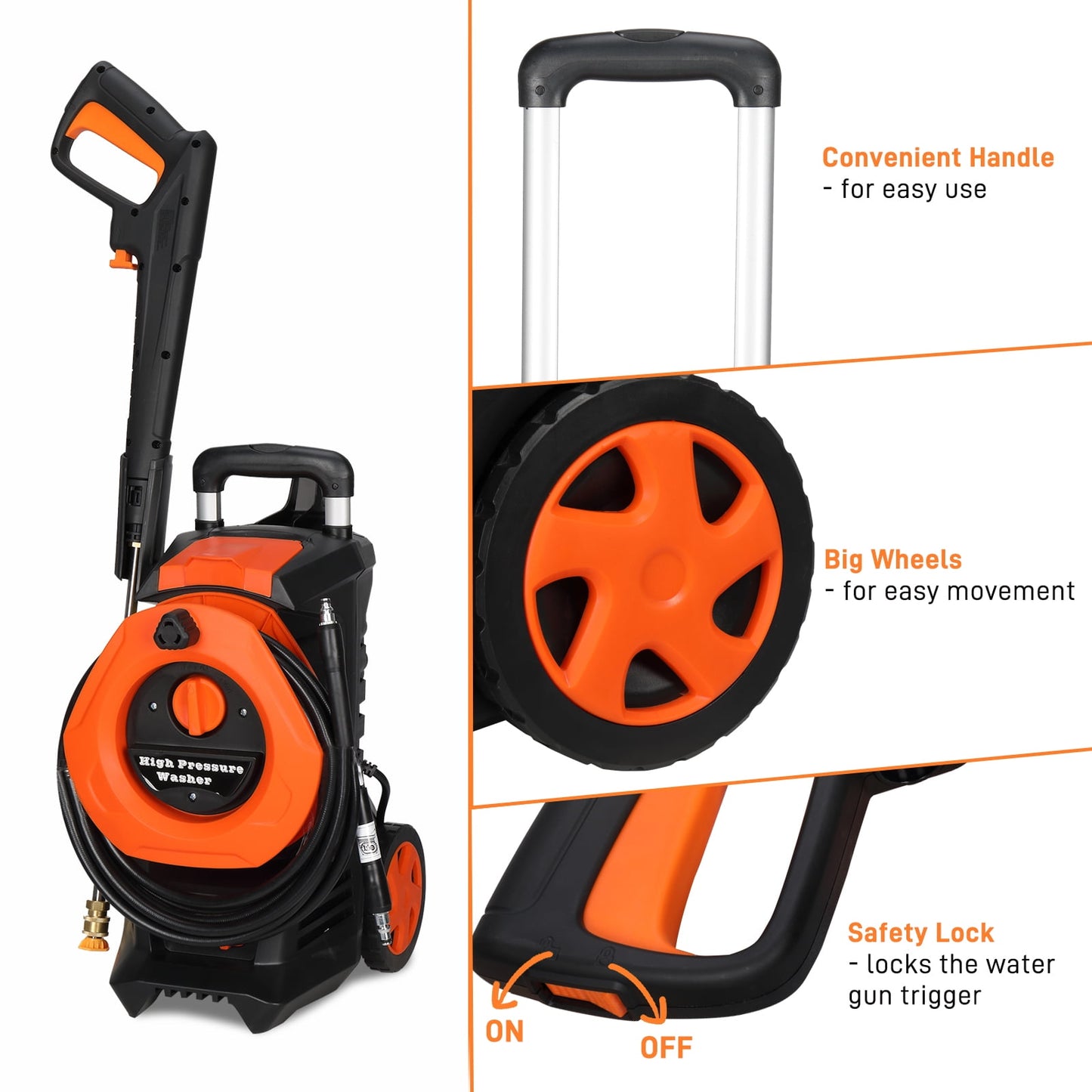 Ktaxon Electric Pressure Washer 3380 PSI Max 2 GPM Portable Power Washer with 4 Quick Connect Nozzles & Foam Cannon, for Cars, Driveways, Patios, Home and Floor Cleaning