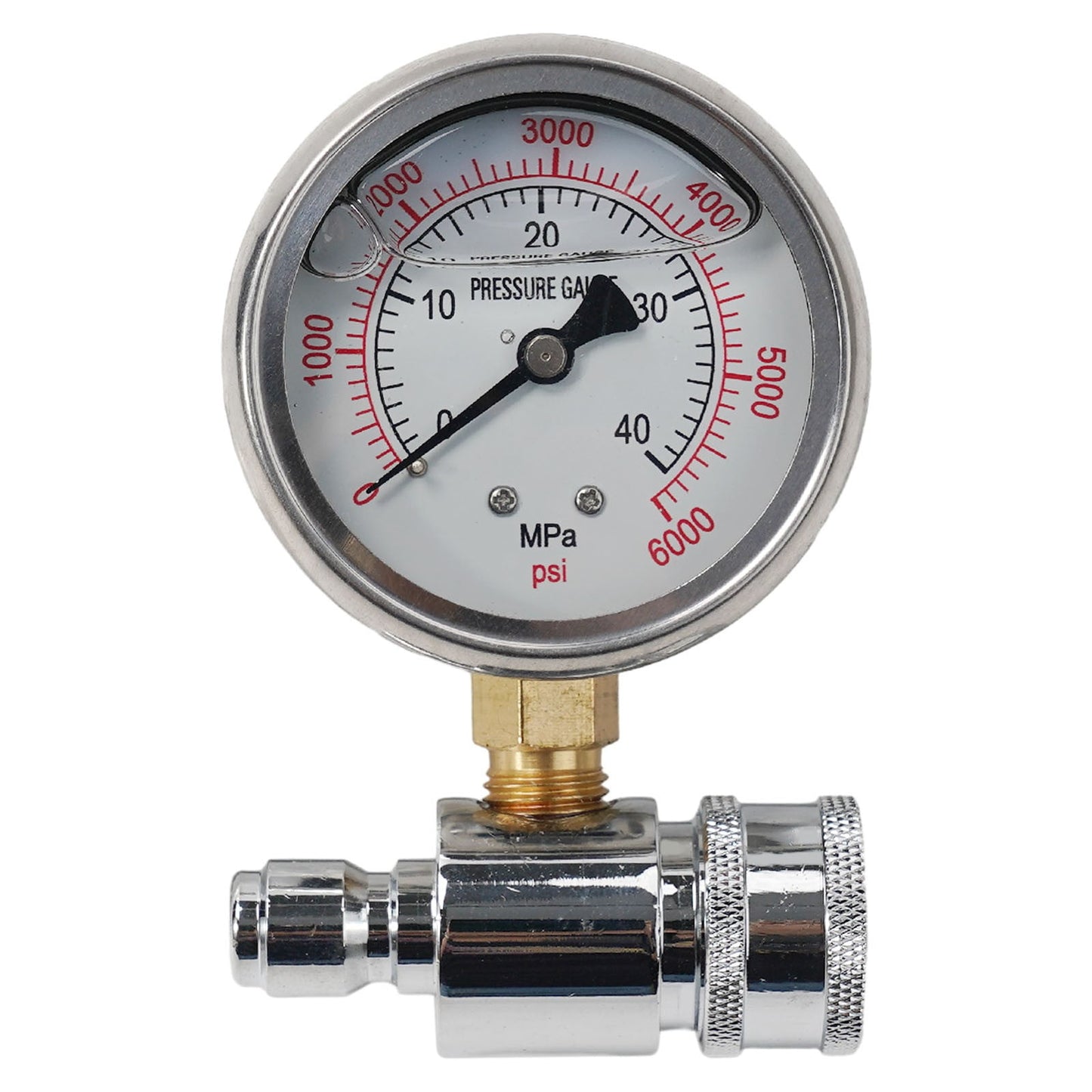 CHENGSI 6000 PSI Pressure Washer Gauge Meter with Quick Connect Socket,Stainless Steel and Brass Construction,Compatible with Most Pressure Washers,3/8 In Quick Connect,0-400 kg Pressure Resistance