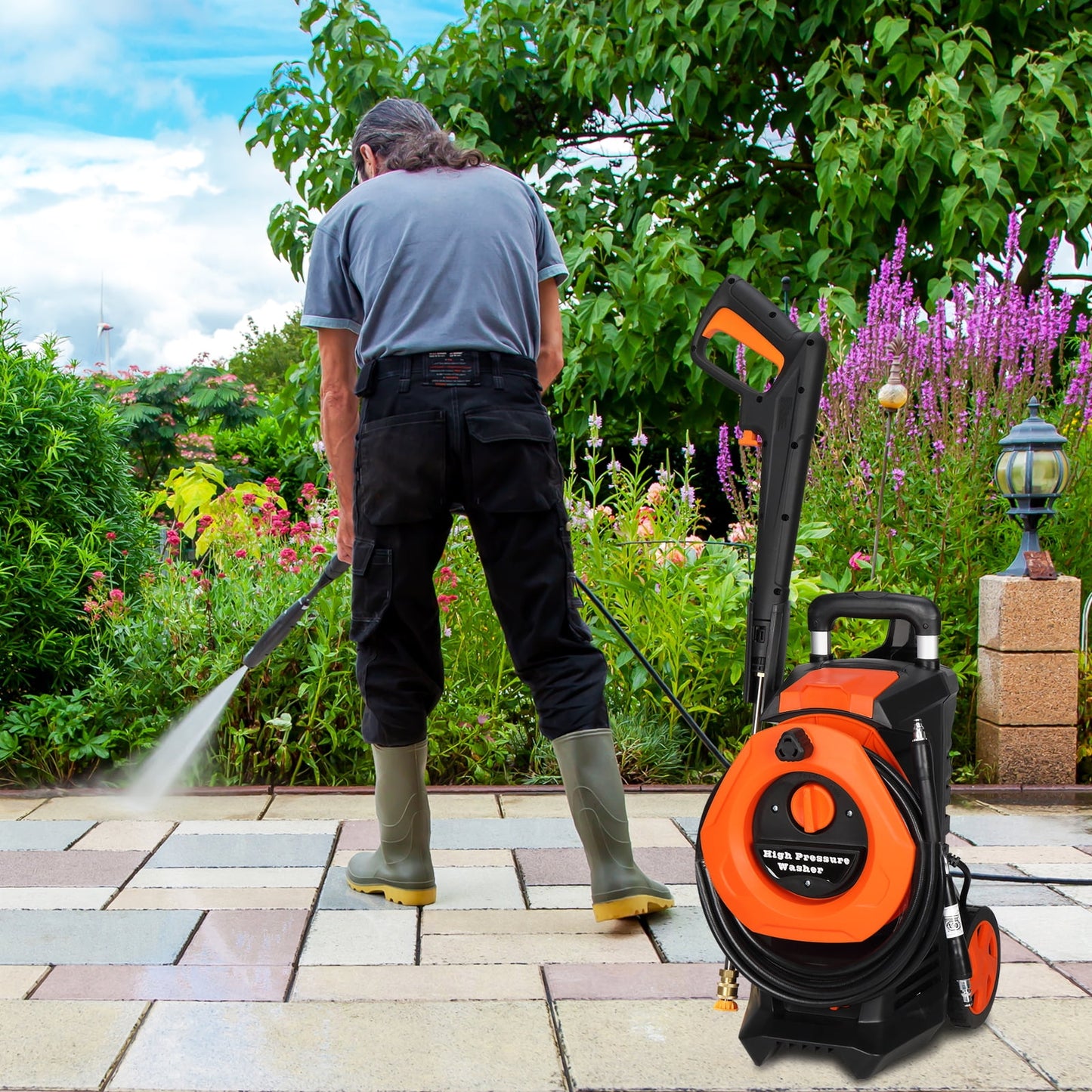 Ktaxon Electric Pressure Washer 3380 PSI Max 2 GPM Portable Power Washer with 4 Quick Connect Nozzles & Foam Cannon, for Cars, Driveways, Patios, Home and Floor Cleaning