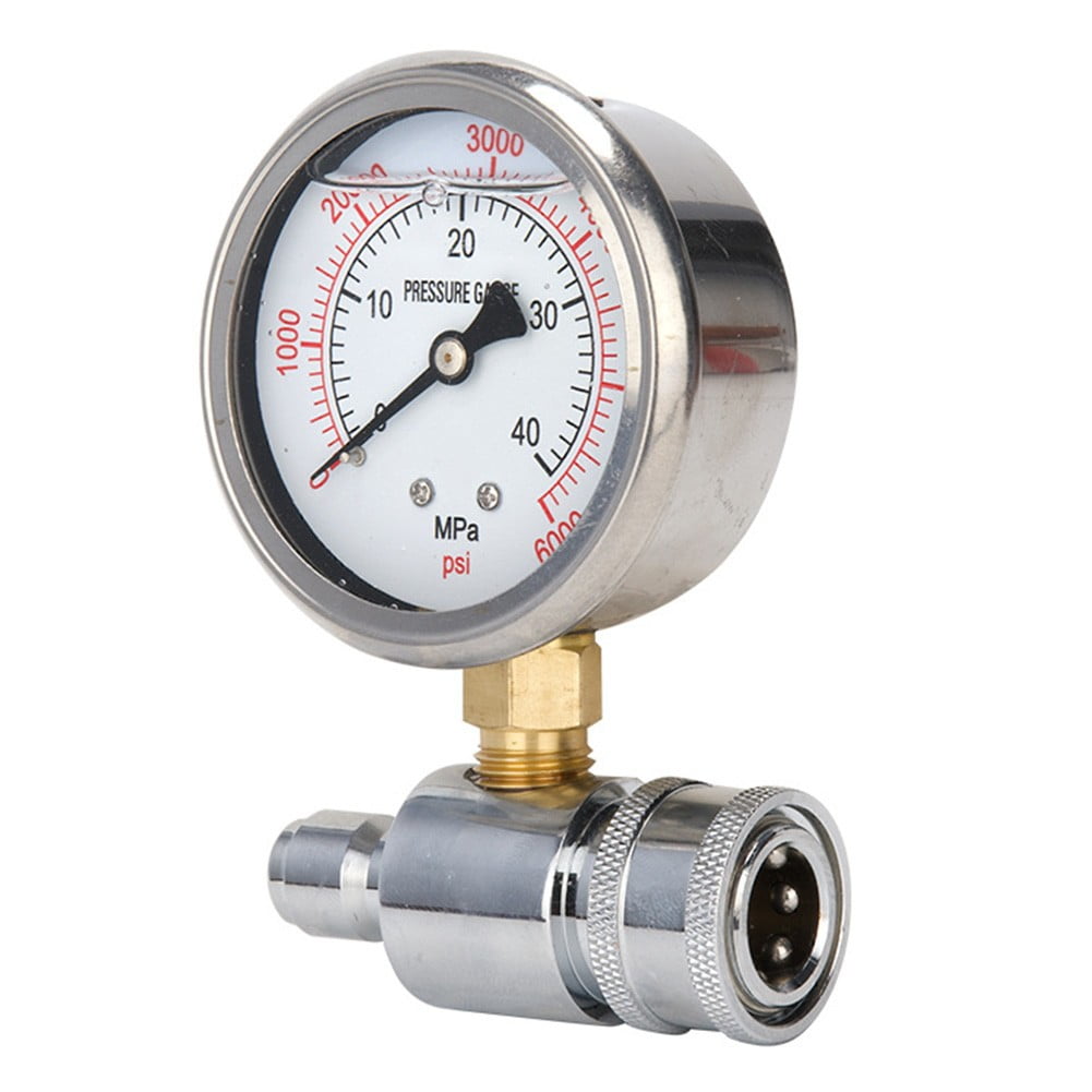 CHENGSI 6000 PSI Pressure Washer Gauge Meter with Quick Connect Socket,Stainless Steel and Brass Construction,Compatible with Most Pressure Washers,3/8 In Quick Connect,0-400 kg Pressure Resistance