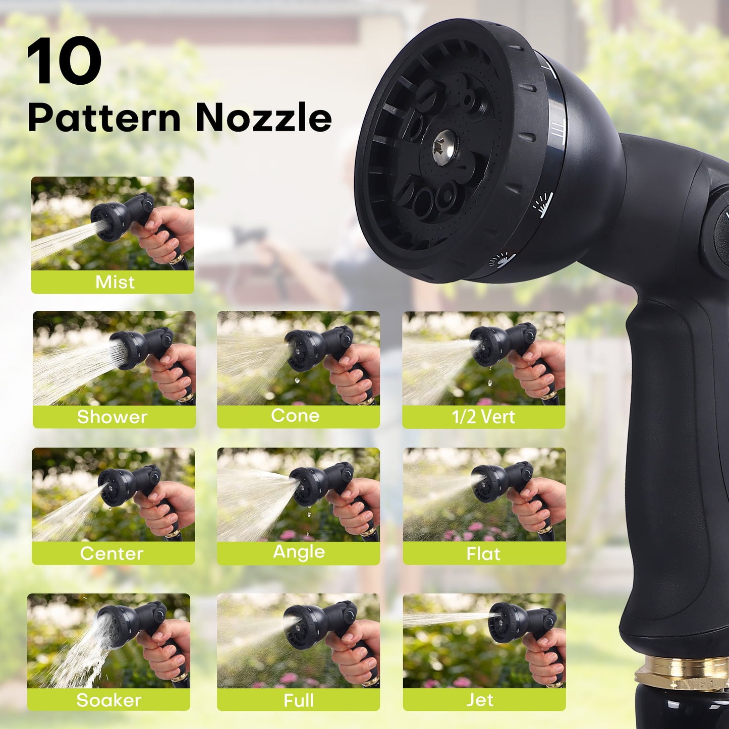 Vipuse Retractable Garden Hose Reel, 1/2 Inch x 100 ft Wall Mounted Garden Hose Reel, with 10 Pattern Nozzle, Any Length Lock, Slow Return System, 180° Swivel Bracket