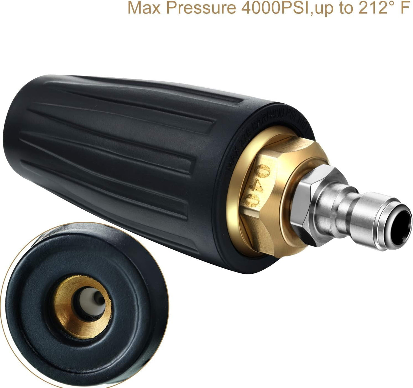 Pressure Washer Turbo Nozzle, 4000 PSI 4.0 GPM Quick Connect Rotating Nozzle with 7 Spray Tips Kit, Multiple Degree Spray Angles
