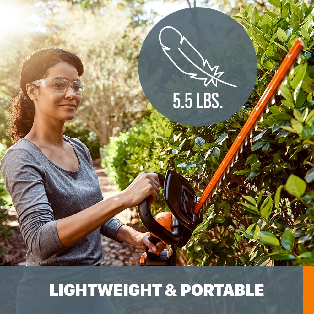WORX WG261.9 22” 20 Volt Battery Powered Power Hedge Trimmer, Lightweight