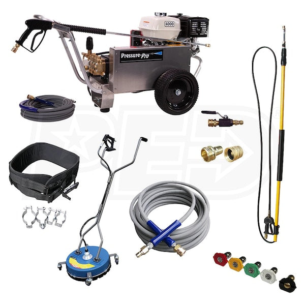 Pressure-Pro 4000PSI Deluxe Start Your Own Pressure Washing Business Kit w/ Belt-Drive, Aluminum Frame, General Pump & Honda GX390 Engine (47-State Compliant)