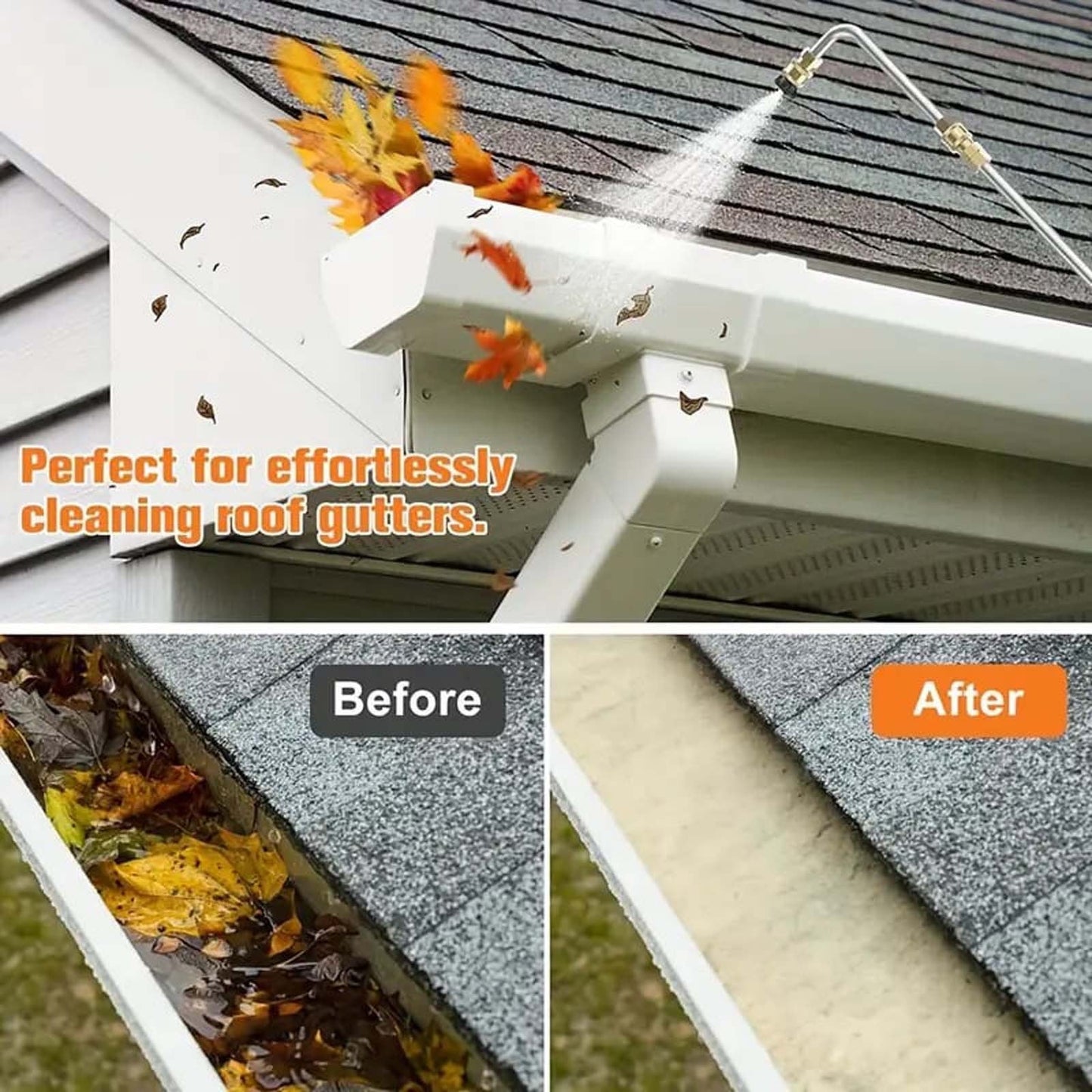 YanYan High Pressure Gutter Cleaning Wand, 4000 Psi Retractable Extension Pole, Brass and Stainless Steel Construction, 7 Foot Achieve, 5 Nozzles, Efficient Roof and Wall Cleaning