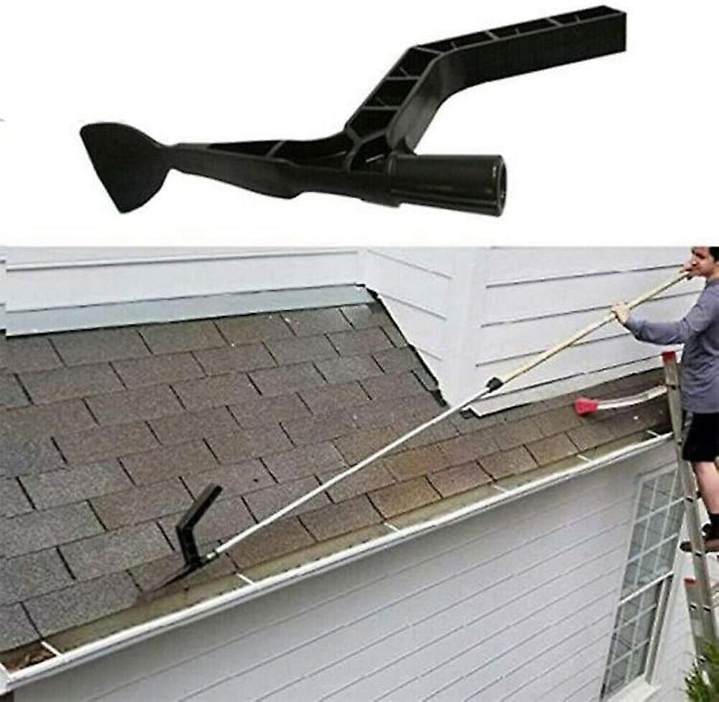 Gutter Cleaning Tool Roof Gutter Cleaner With 70.8in Telescopic Extendable Pole, Detachable Cleaning Scraper Tool Roofing Guard Cleaner Tool For Clean