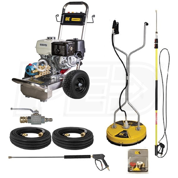 BE Power Equipment Professional 4200 PSI (Gas - Cold Water) Start Your Own Pressure Washing Business Kit w/ SS Frame, CAT Pump & Honda GX390 Engine
