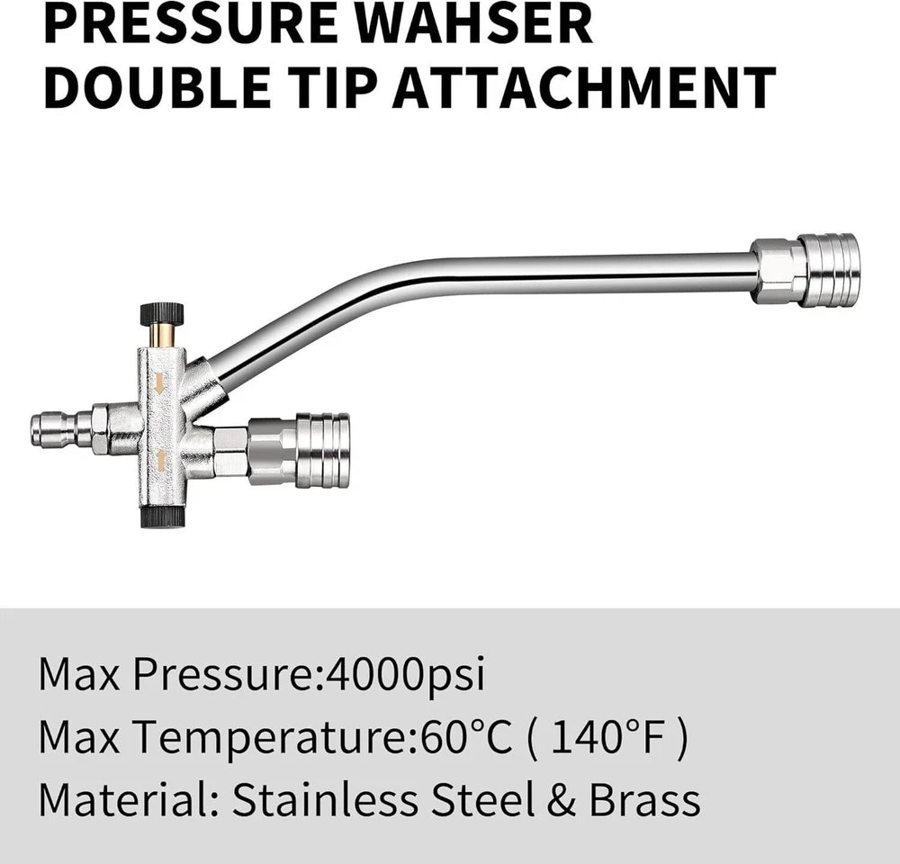 1/4” Pressure Washer Foam Cannon with Dual-Connector Double Tip Attachment USA
