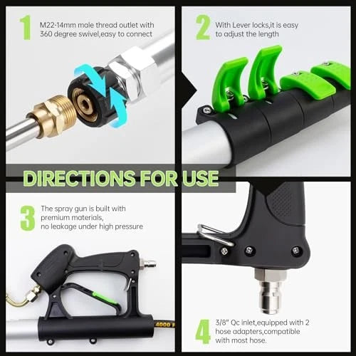 24 FT Pressure Washer Telescoping Wand with Pressure Washer Extension Wand,
