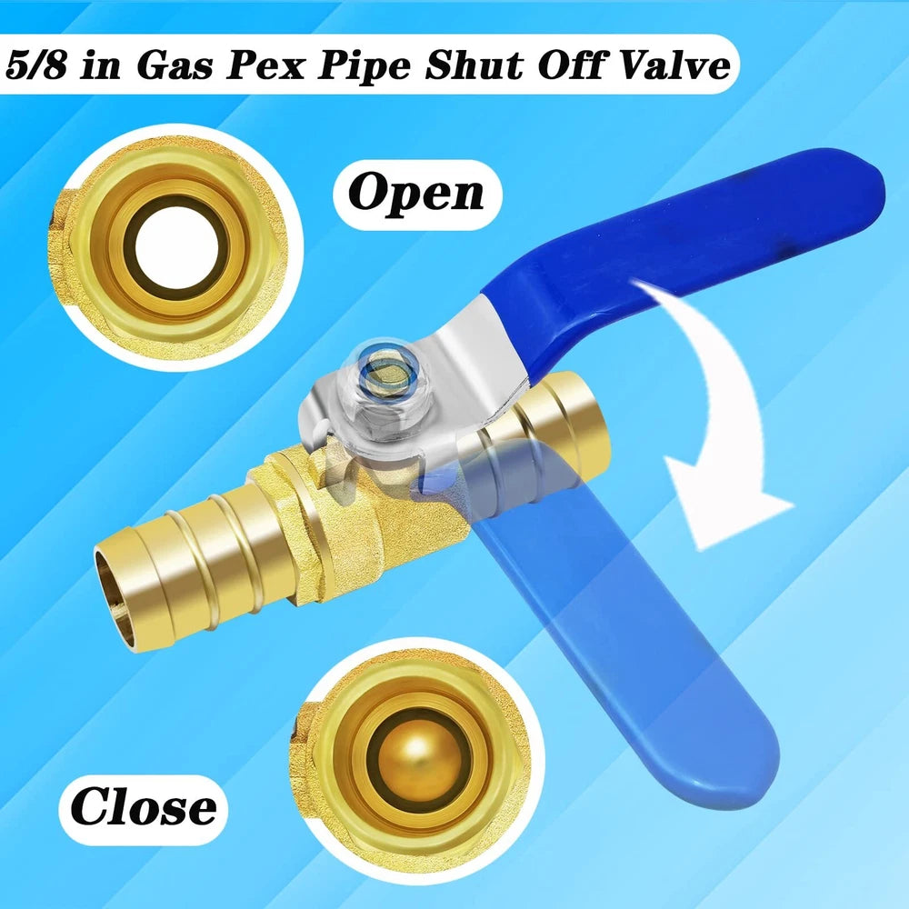 Brass Hose Barb Ball Valve Kit-1Pcs 5/8" Heater Hose Shut off Valve with