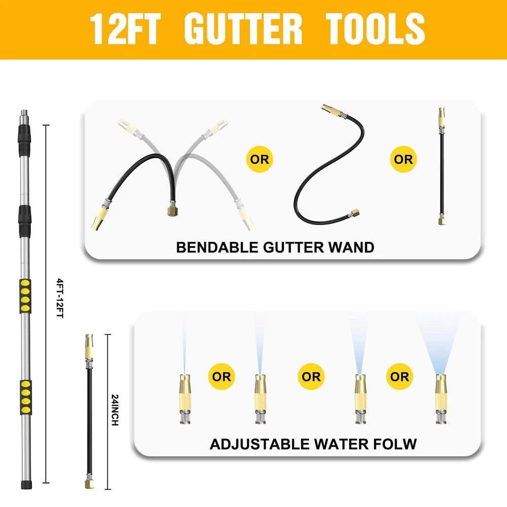 Gutter Cleaning Tools from The Ground, 20FT Reach Rain Cleaner with Bendable ...