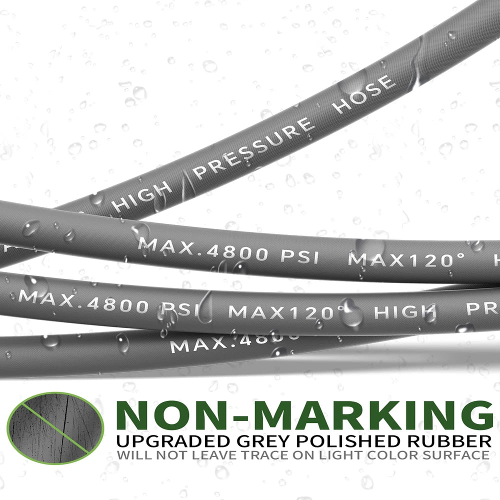 3/8" 4800PSI Pressure Washer Hose 50FT with Swivel Quick Connect Max 248°F