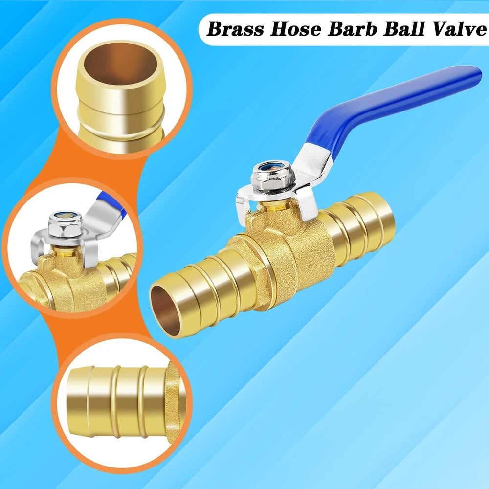 Brass Hose Barb Ball Valve Kit-1Pcs 5/8" Heater Hose Shut off Valve with