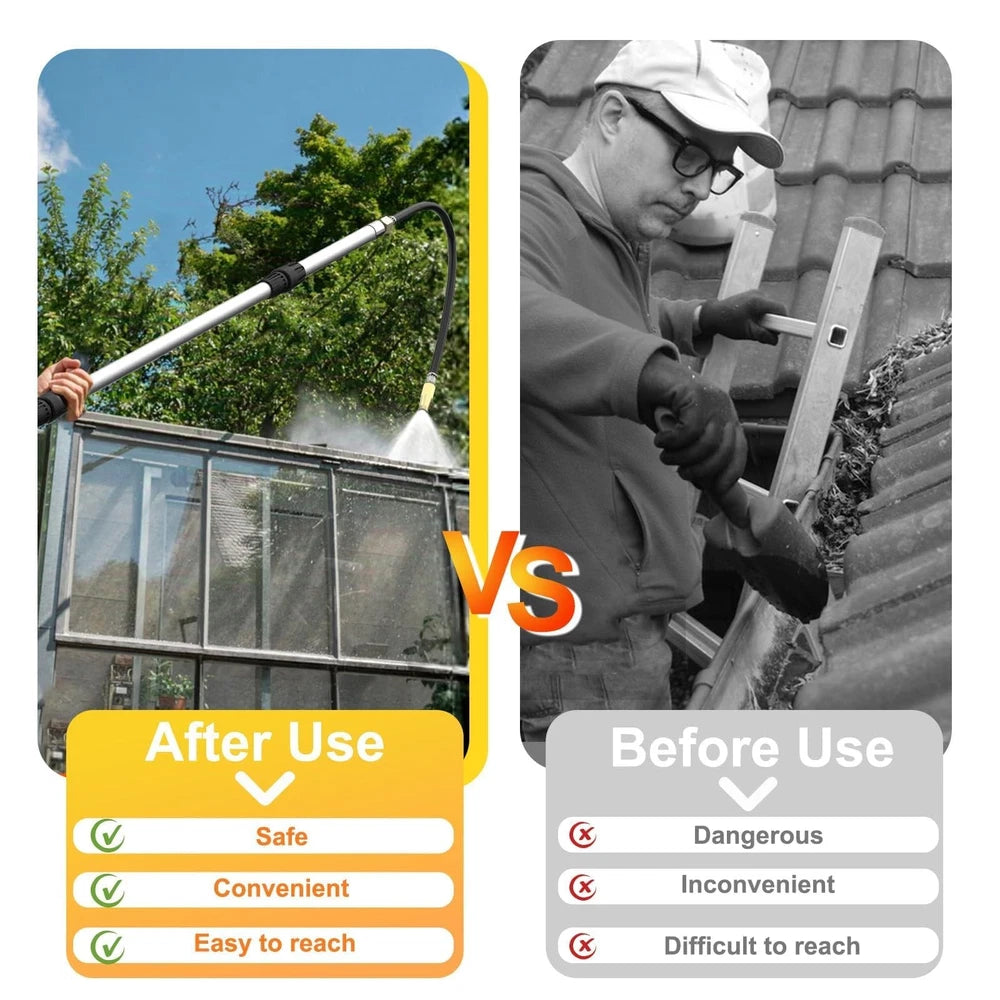 Gutter Cleaning Tools from The Ground, 20FT Reach Rain Cleaner with Bendable ...