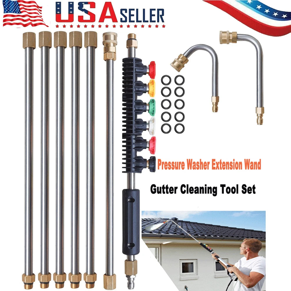 High Pressure Washer Extension Wand Replace Lance Gutter Cleaner Nozzle 4000PSI